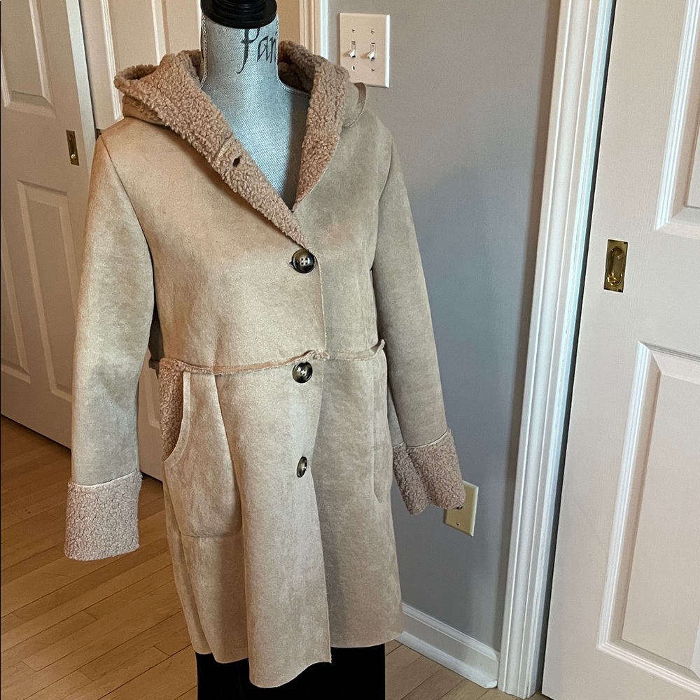Women's Tan Hooded Coat